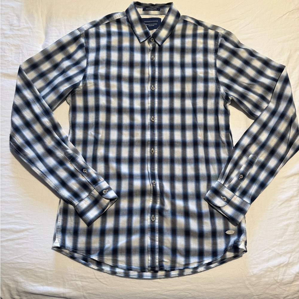 Scotch & Soda Navy and White Plaid Shirt